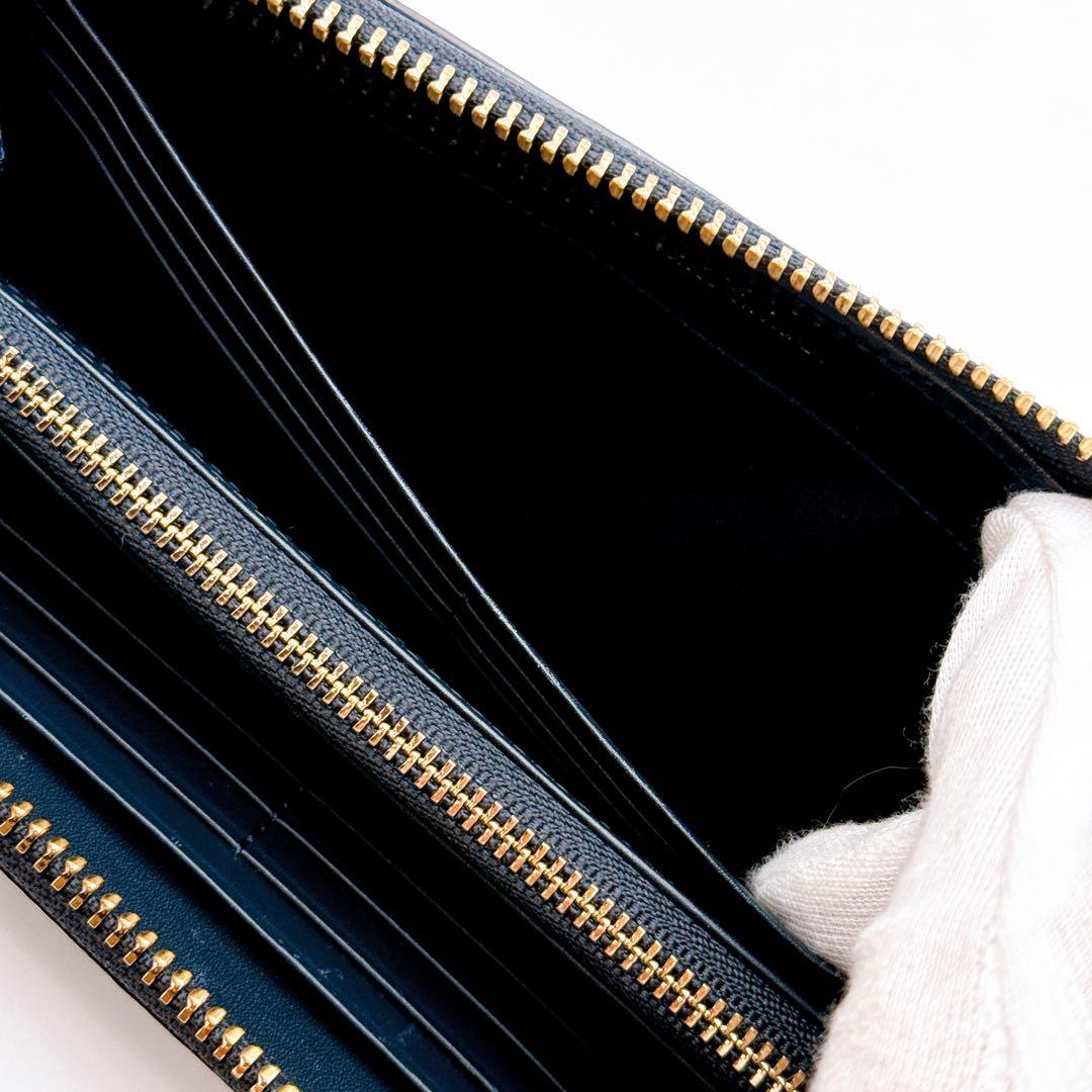 ポールスミス 長財布 ラウンドファスナー マルチストライプ ブラック 黒 レザー