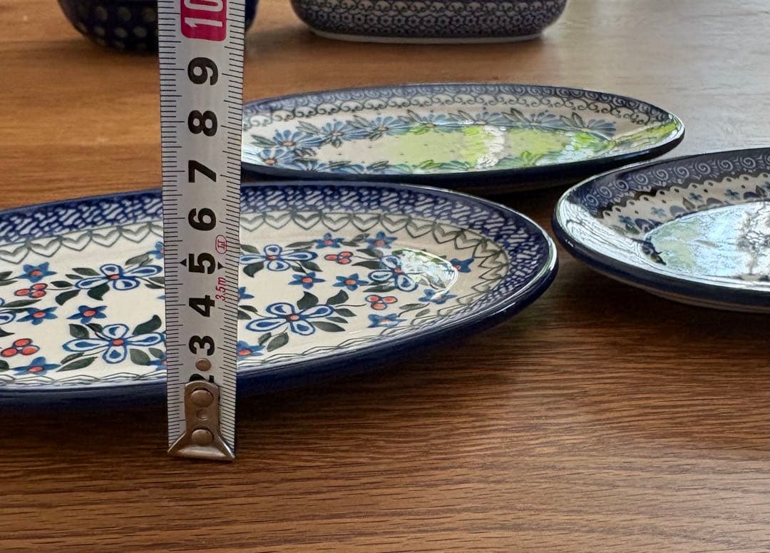 ポーランド食器　青い花柄のオーバル皿 3枚セット