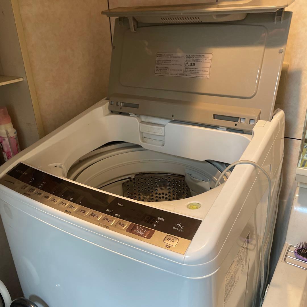 日立全自動電気洗濯　BW-V80E形　BEAT WASH 洗濯機 ホワイト