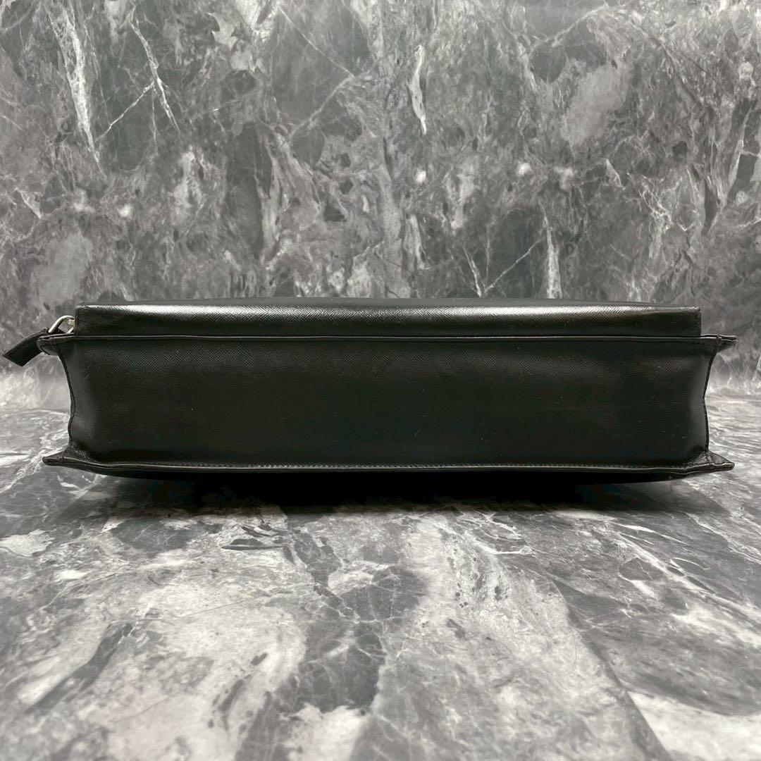 【良品】PRADA プラダ　ブリーフケース　サフィアーノレザー　ブラック　メンズ