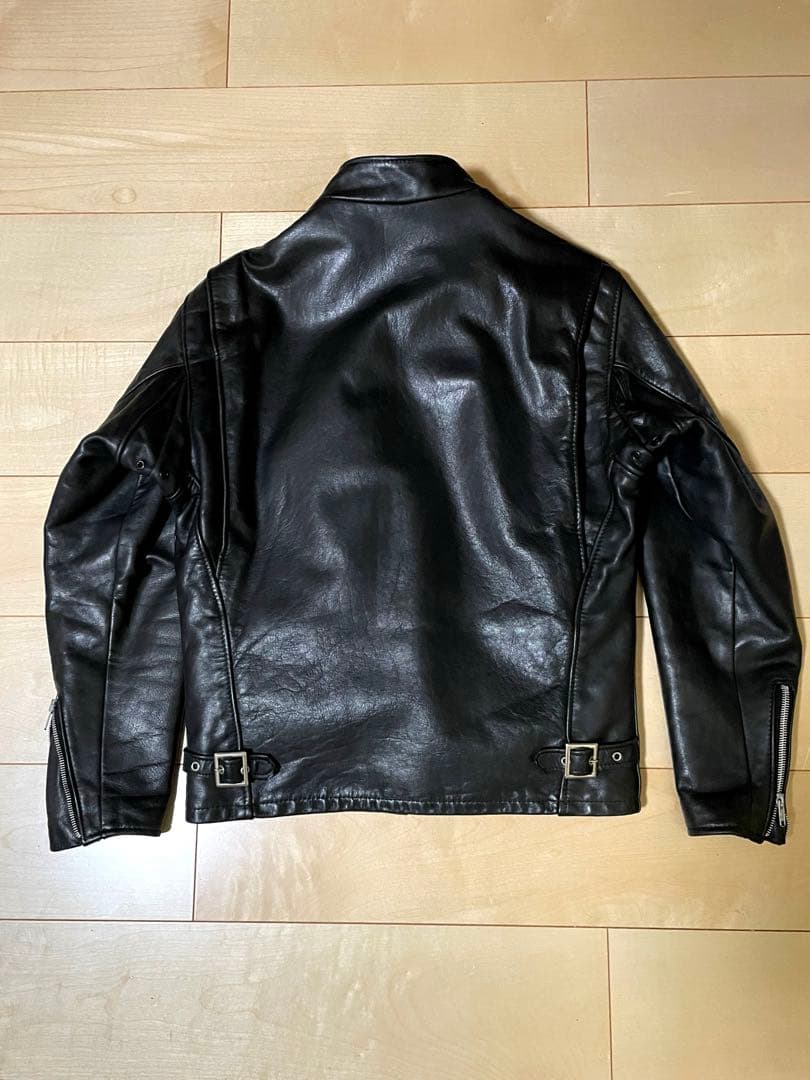 ショット シングル ライダースジャケット 型番414、カウハイド、サイズ38
