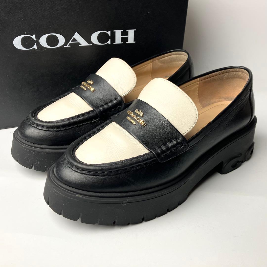 【美品】COACH ルーシー　厚底　レザーローファー　チャンキーヒール　23.5