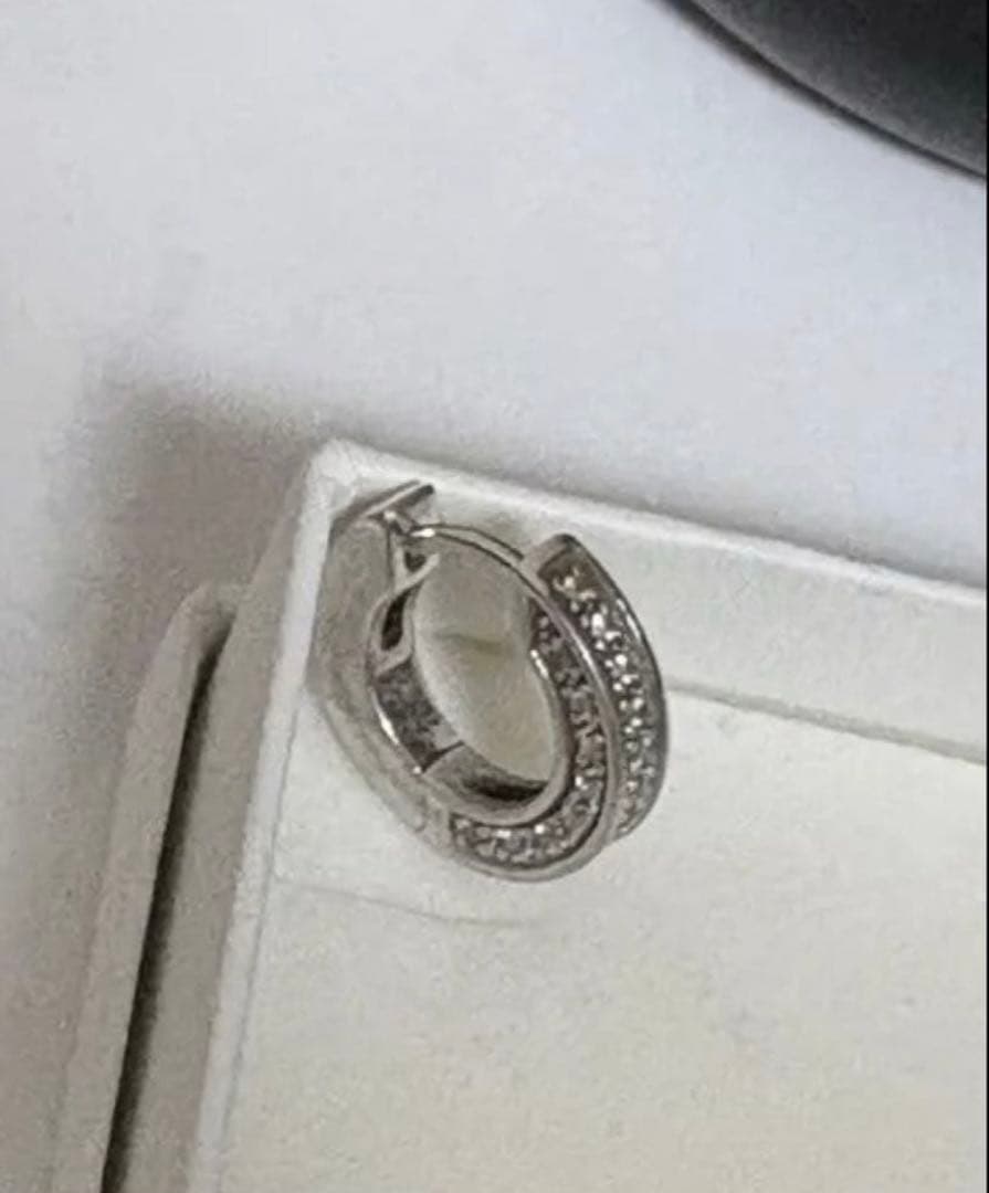 嶋*郎様 シルバー ストーン付き フープピアス 両耳用