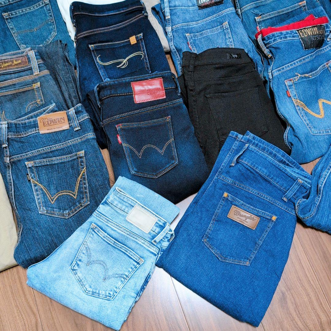 ブランドデニムパンツまとめ売り45本 リメイク素材 リペア ハンドメイド生地