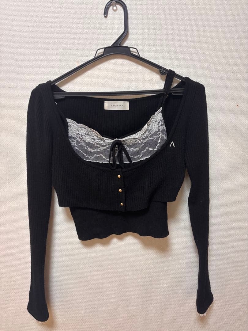 トップス Andmary Brenda lace knit set black