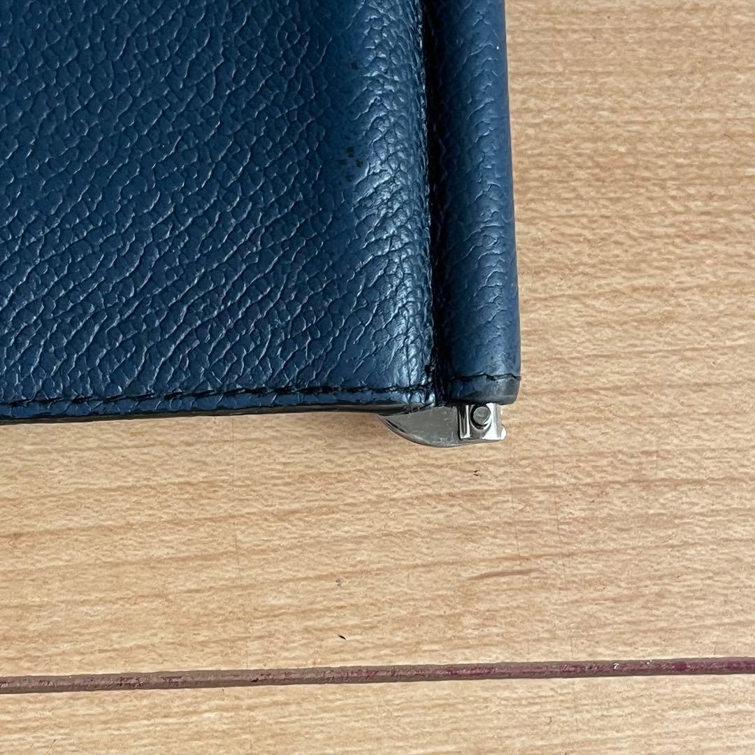 PRADA プラダ マネークリップ メンズ ブルー 青色 レザー ロゴ　ICタグ