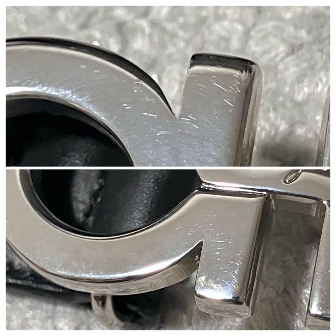 フェラガモ［ガンチーニ］ベルト　シルバー金具　ブラック　レザー　レディース