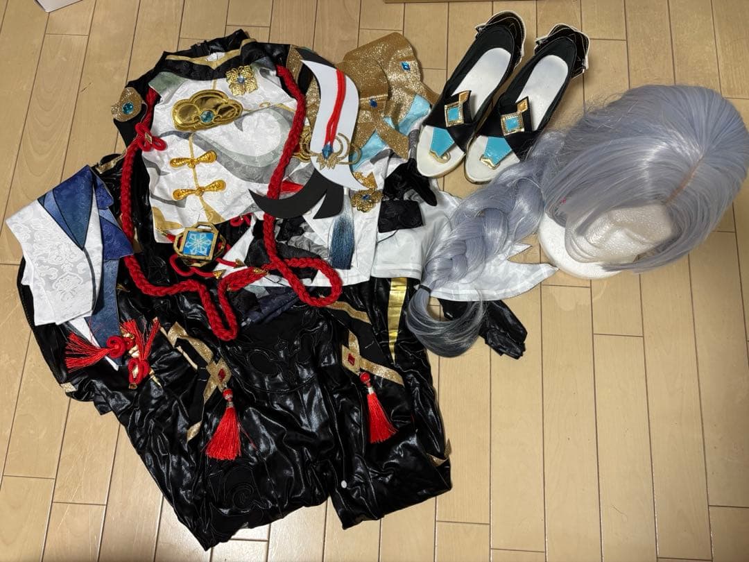 原神 申鶴 衣装 ウィッグ 靴 武器 セット
