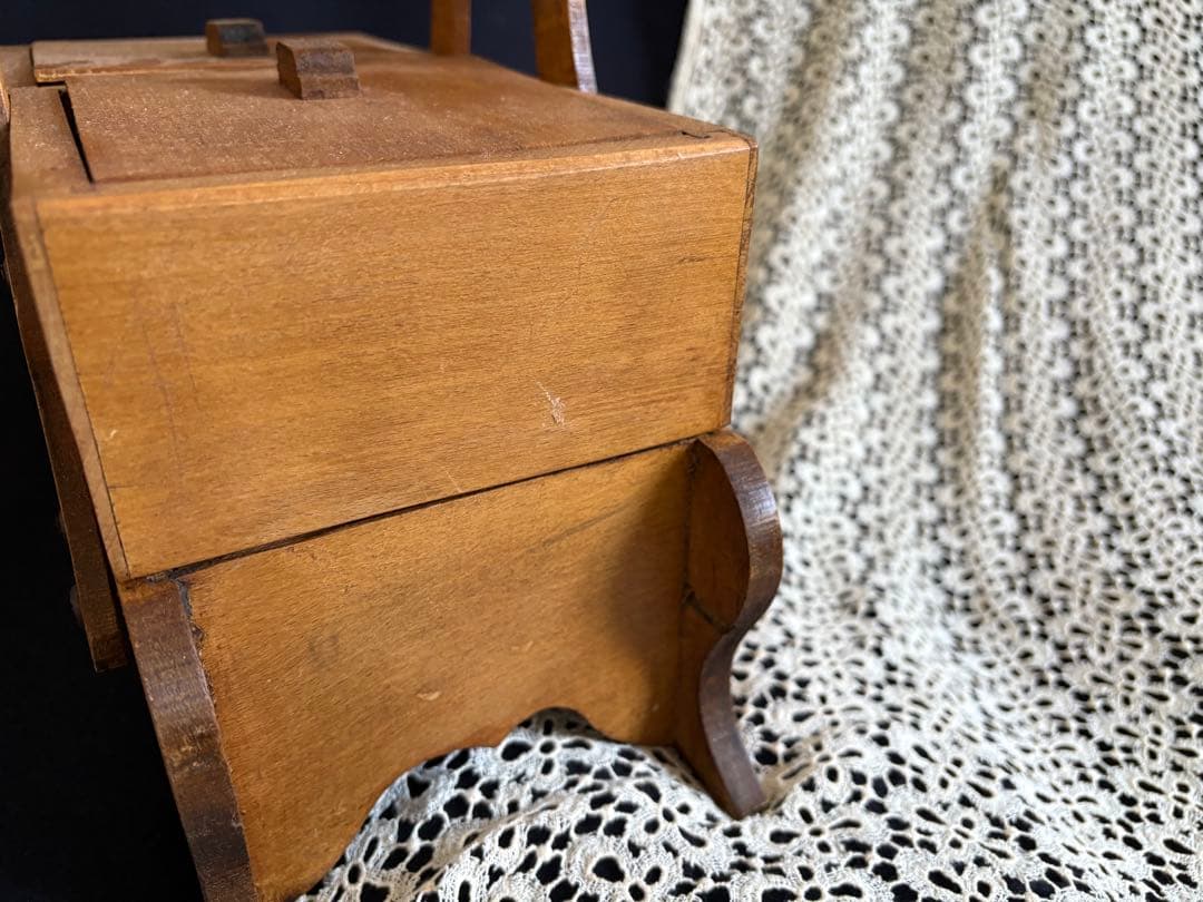 おままごと 木製ソーイングボックス お裁縫箱 フランスアンティーク