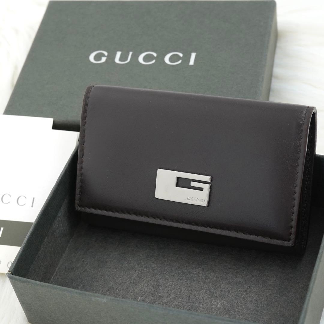 未使用品　箱付き　GUCCI グッチ　キーケース　レザー　G柄　ブラウン　希少