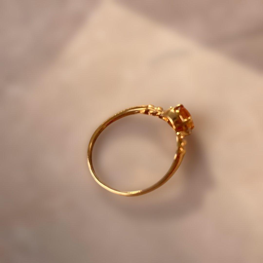 美品 K18 シトリントパーズ ダイヤ リング 13号程
