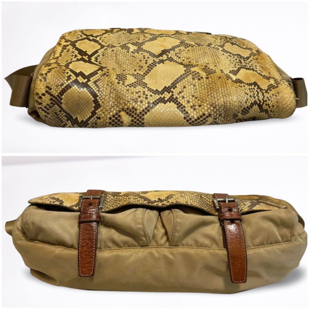 【正規品】プラダ PRADA ギャラカード メッセンジャー ナイロン×パイソン