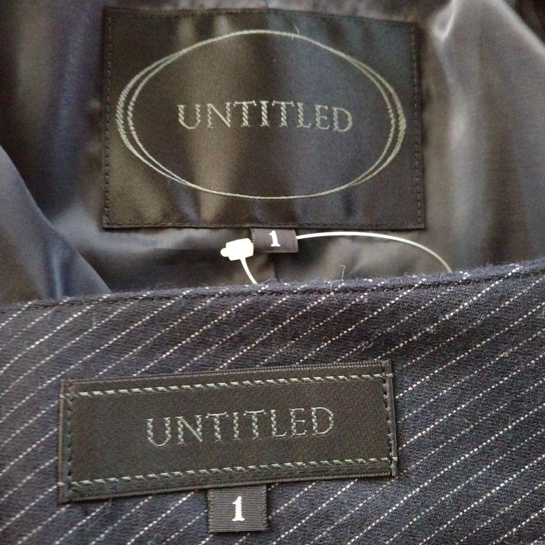 【アンタイトル】未使用 ストライプ パンツスーツ セットアップ ウール ネイビー