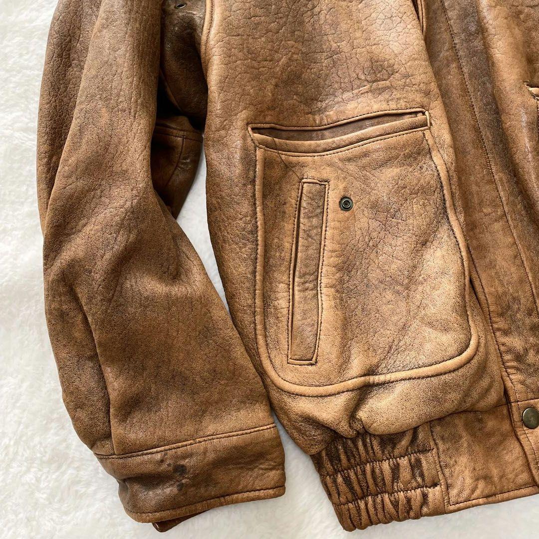 【地図柄L】VOLUNT G-1 A-2 レザー フライトジャケット　ブラウン