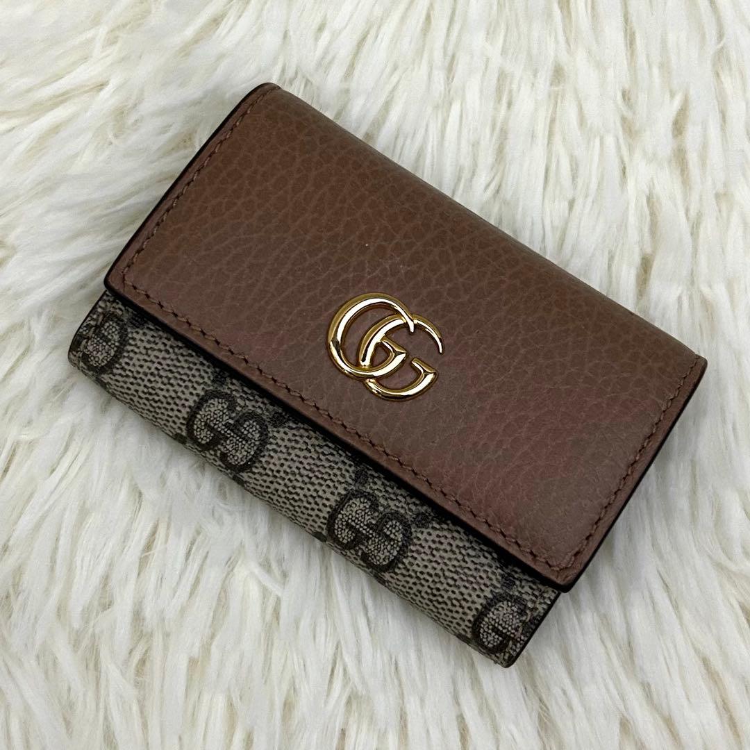 【美品】GUCCI GG柄 GGマーモント コーティング6連 キーケース