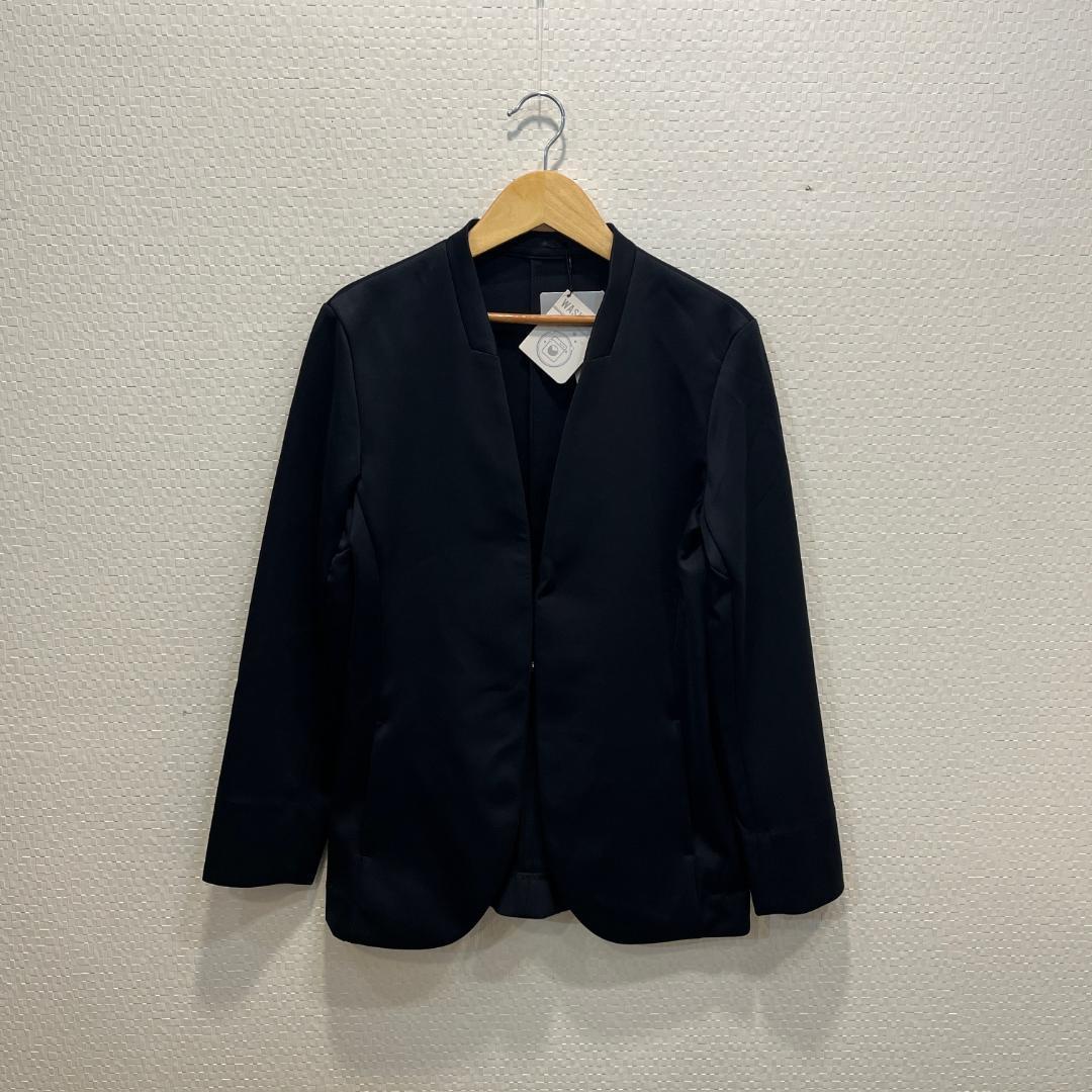 パンツスーツ スーツセレクト セットアップ ノーカラージャケット 新品 濃紺 S