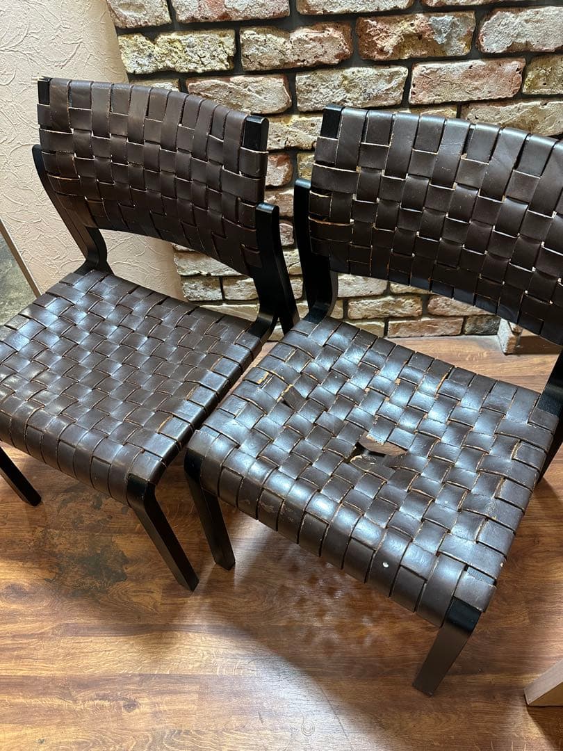 アルフレックス　レザー ダークブラウン　ダイニングチェア　二脚セット