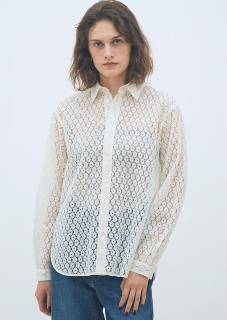 MACPHEE フロッキーレース レギュラーカラーシャツ