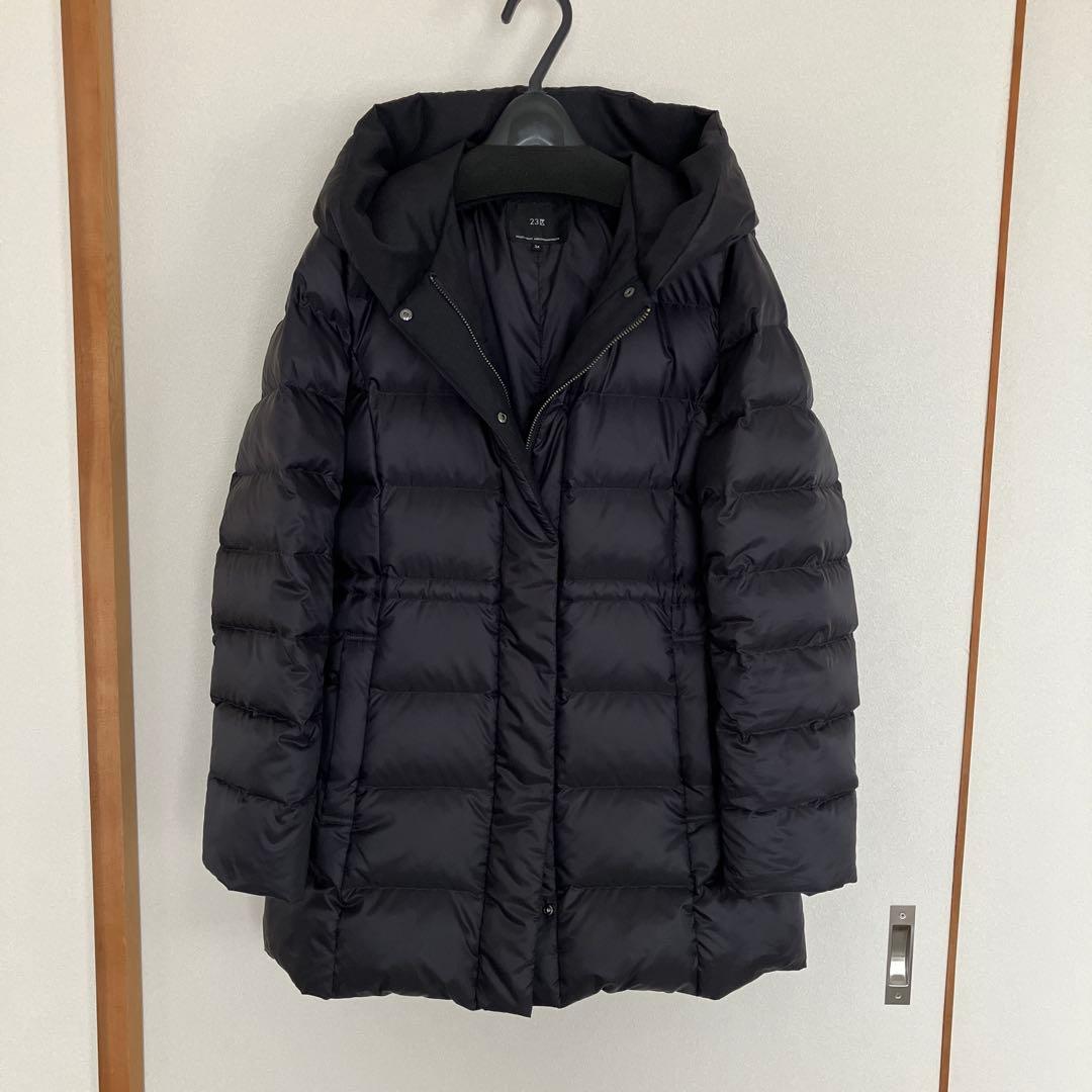 23区 シレータフタ　フード付きダウンジャケット サイズ34 ネイビー