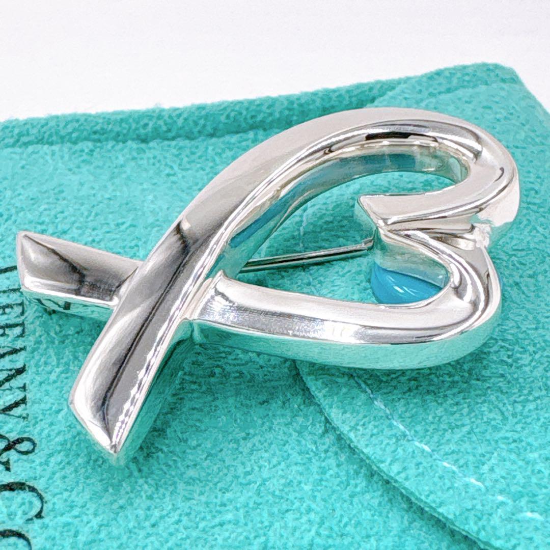 極美品 オールドティファニー ラビングハート ブローチ シルバー925