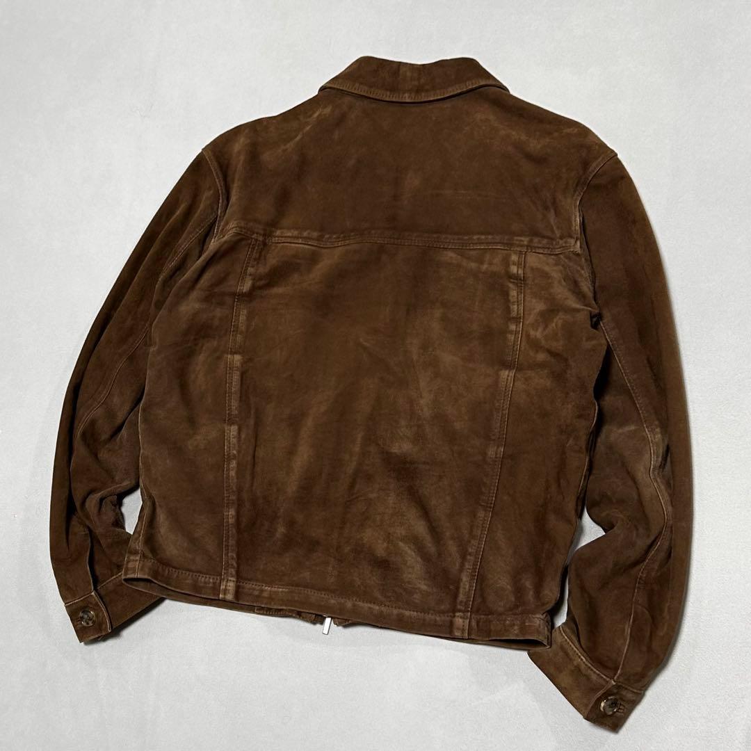 90s イタリア製 ベロア レザー シングルライダース スポーツジャケット