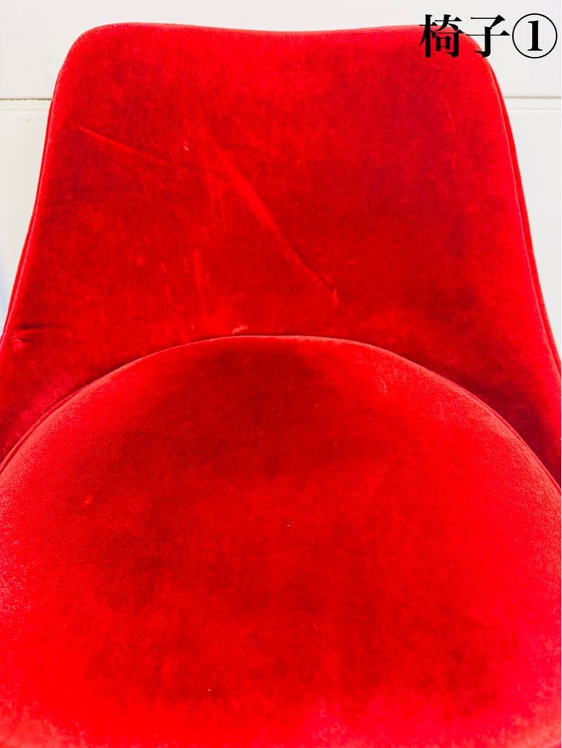 赤ベルベット カウンターチェア 2脚セット おしゃれ 固定式