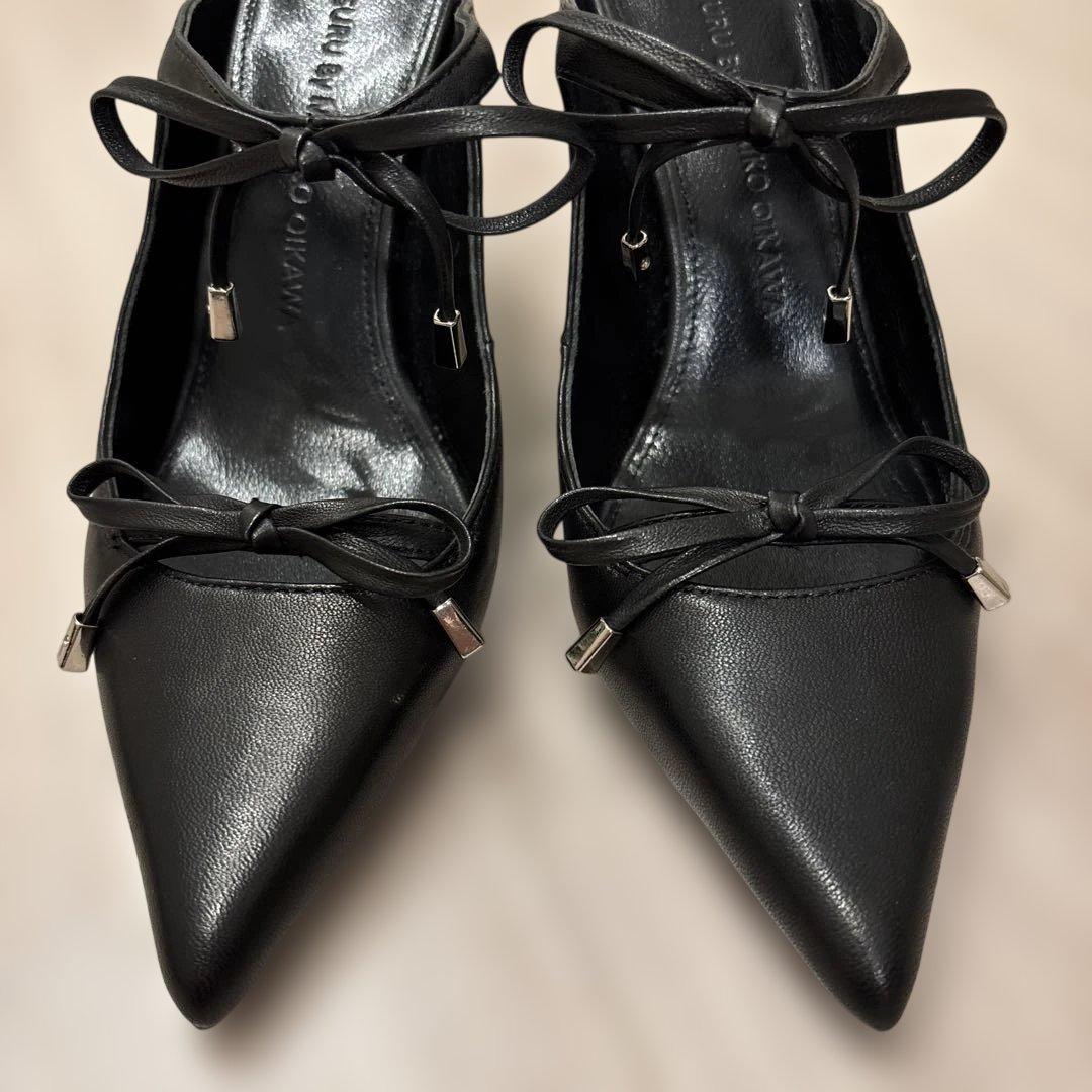 ☆ツルバイマリコオイカワ　パンプス　ヒール　ミュール　リボン　レザー本革