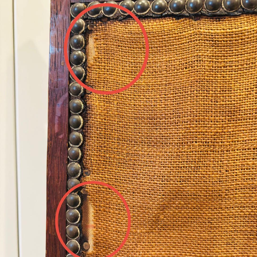 アンティーク チェア 英国 本革 真鍮鋲 ヴィクトリア 一点物 即発送