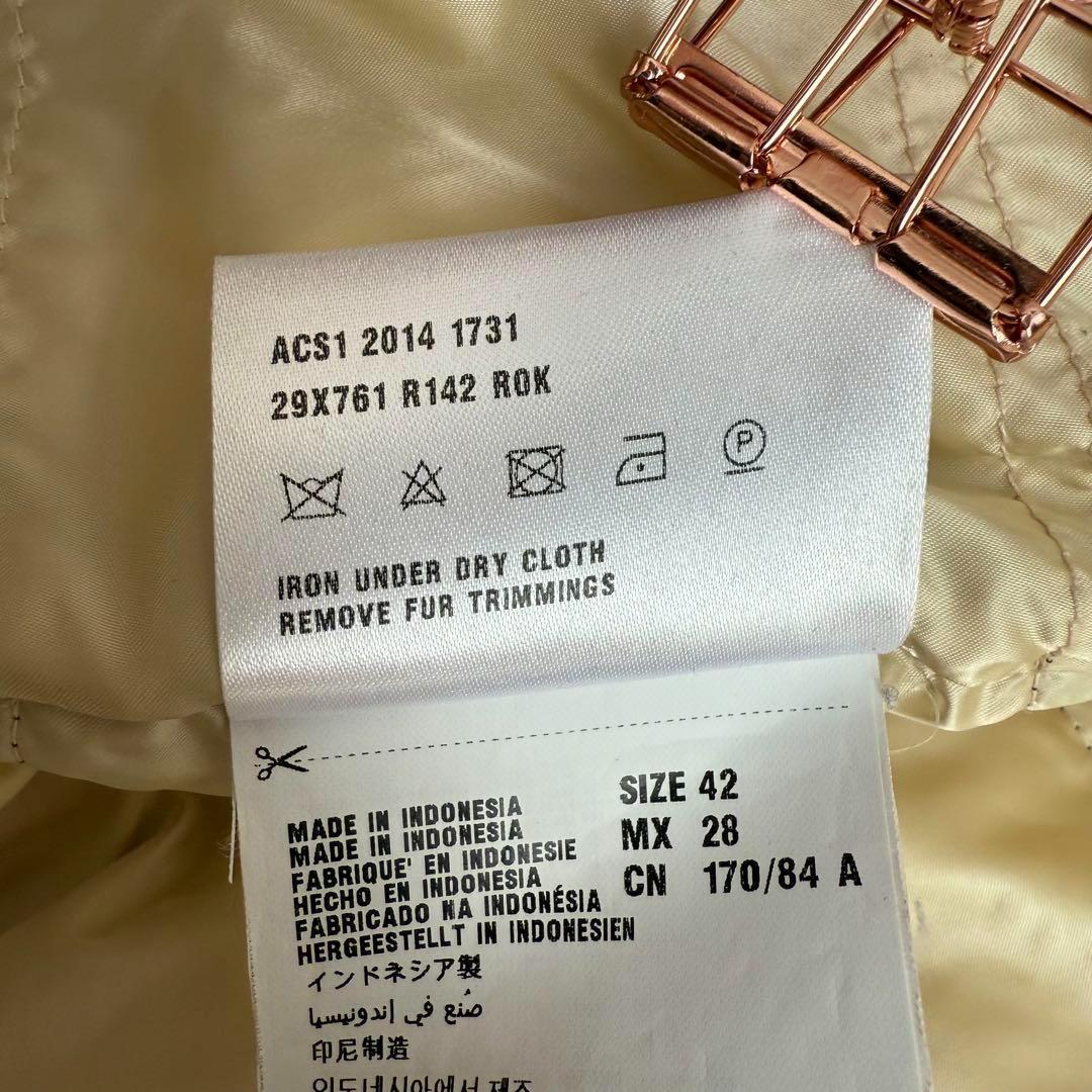 PRADA フォックスファー 3角ロゴプレート フーデットダウンコート 42