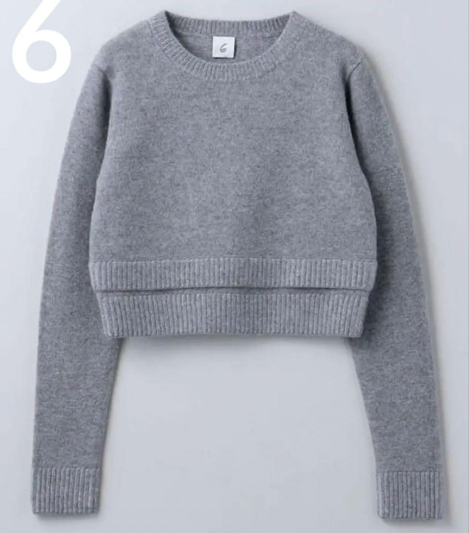 6〈ROKU〉アルパカ ウール ニット グレー