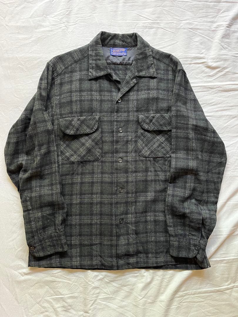 Pendleton 50s 60s オンブレチェックシャツ　ブラック×グリーン