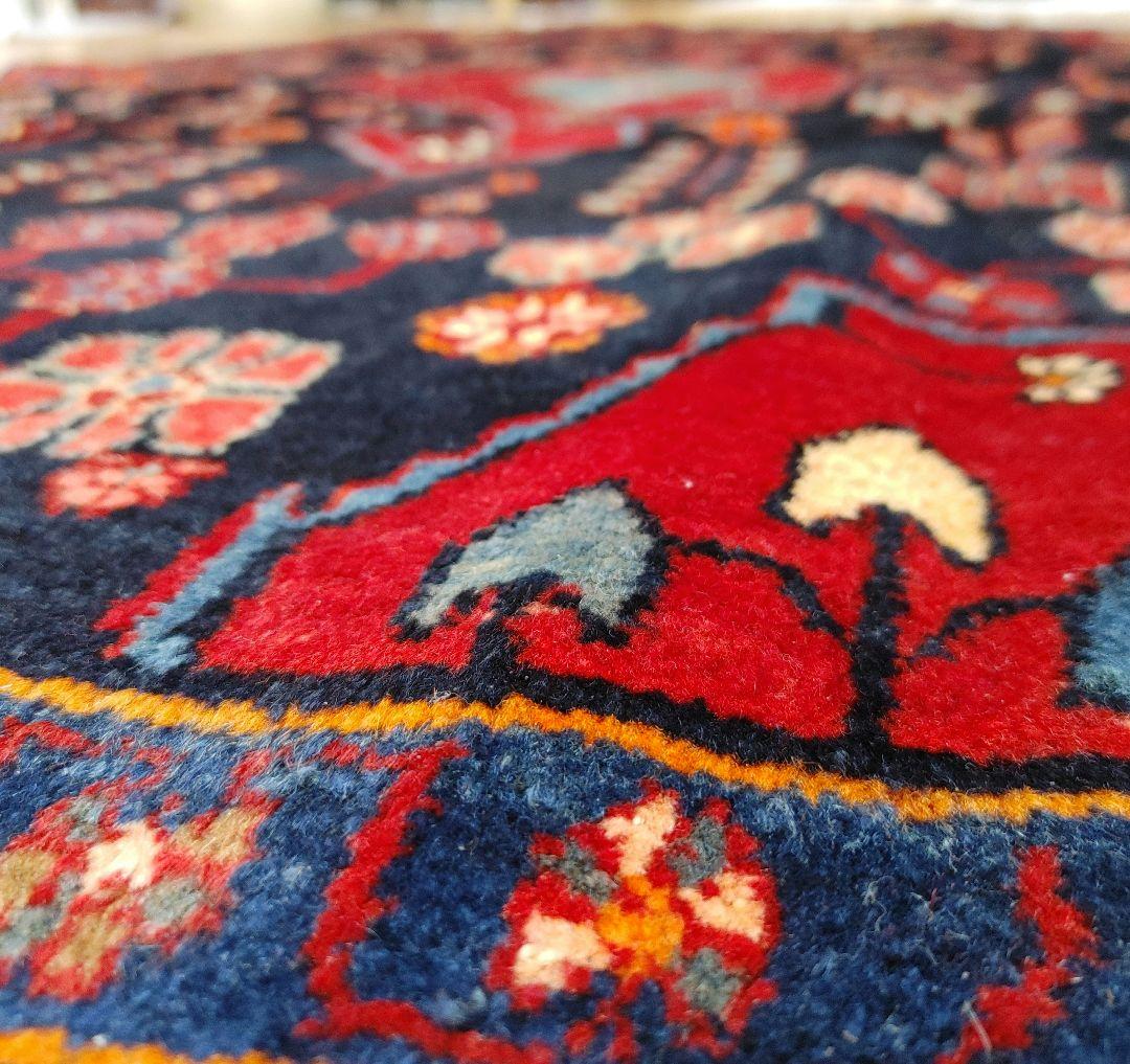 ペルシャ絨毯 205x135 手織り 美術品 草木染 ハマダン産クリーニング済み