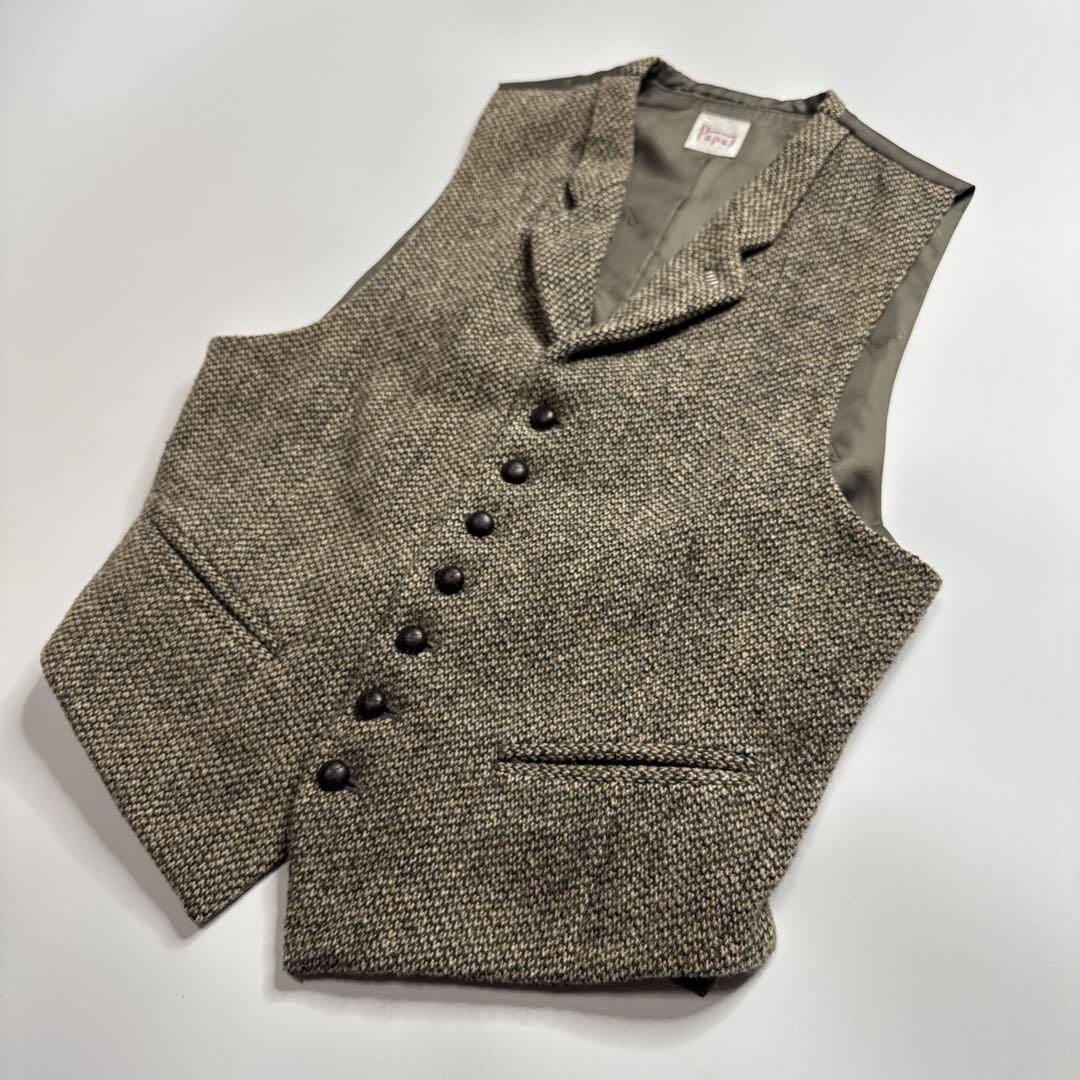 【美品】Papas パパス　ハリスツイード　ベスト　M