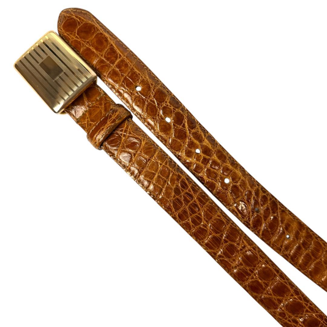 美品 RALPH LAUREN 3283 ベルト レザー クロコ ブラウン 本革