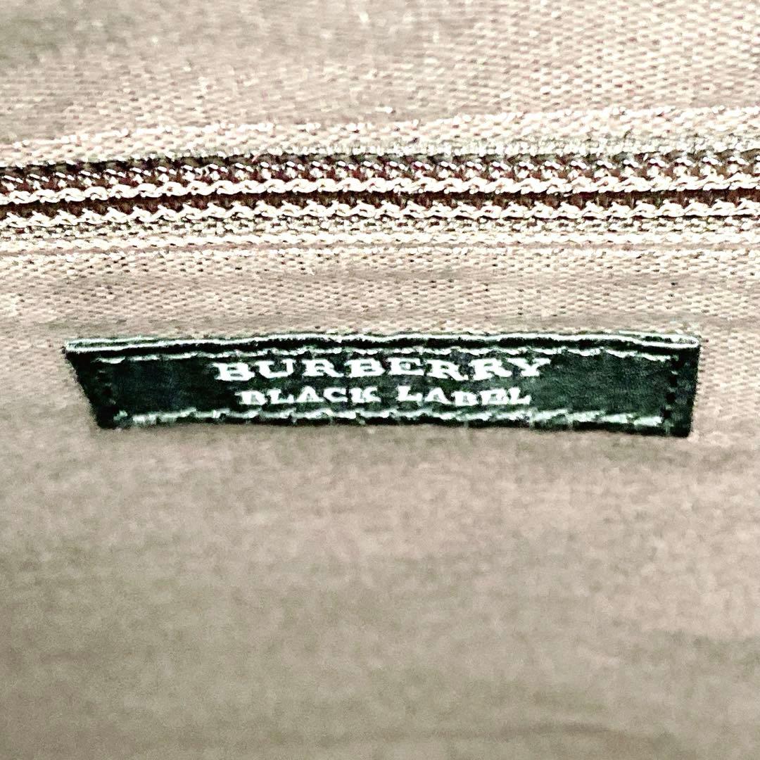 美品 バーバリーブラックレーベル ショルダーバッグ レザー キャンバス グレー