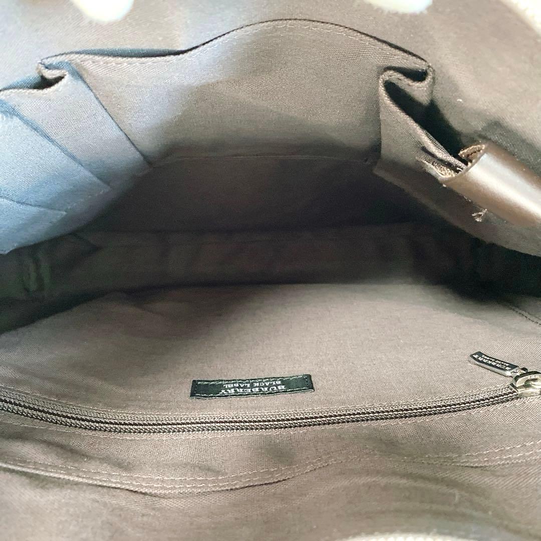 美品 バーバリーブラックレーベル ショルダーバッグ レザー キャンバス グレー