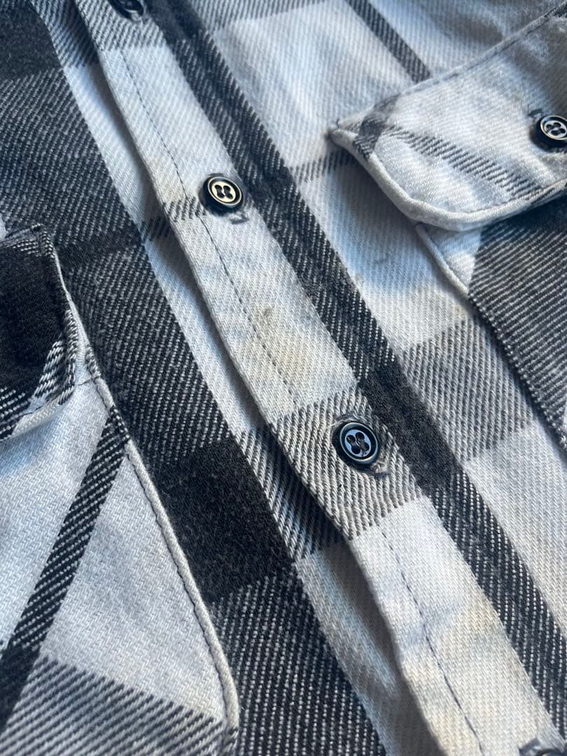 70s 80s five brother白 黒 グレー ネルシャツ