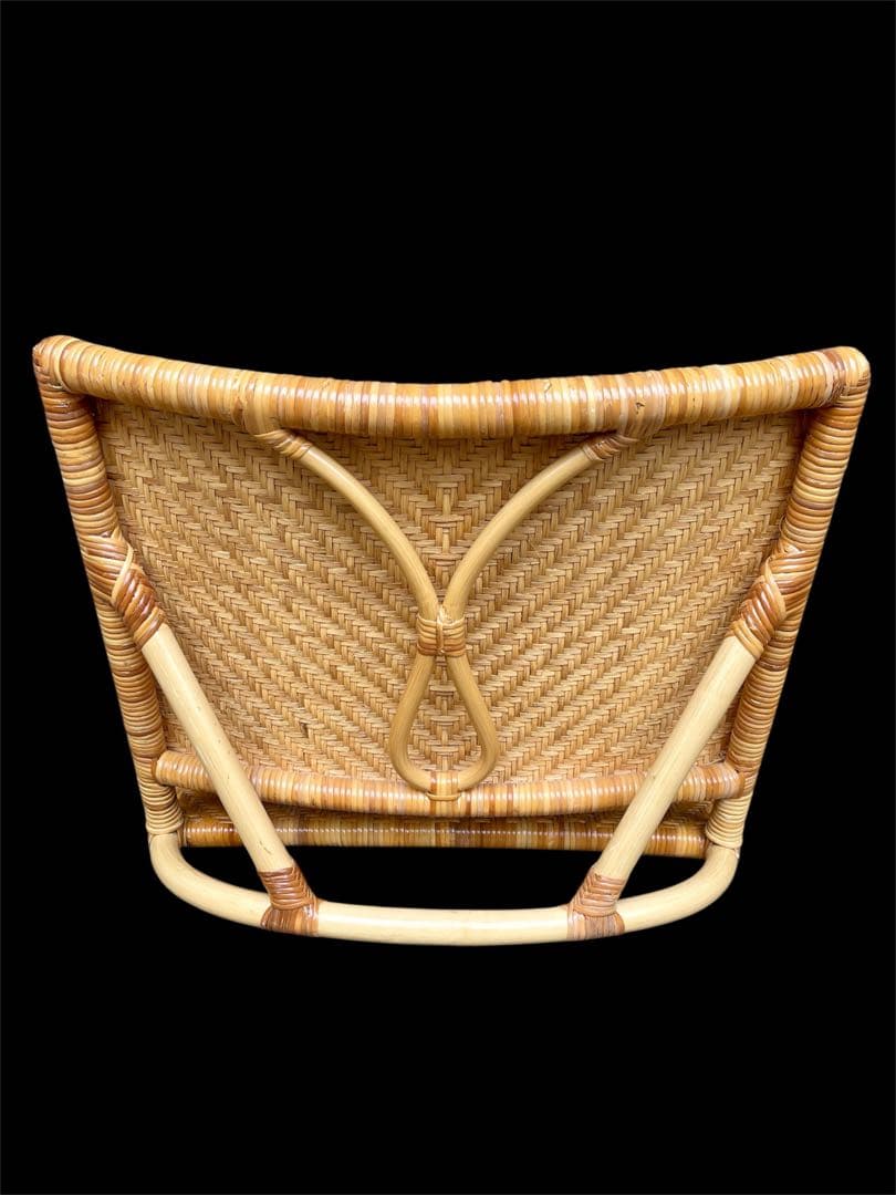 山川ラタン 天然籐編み 座椅子 2点セット ナチュラル 皇室御用達 傷防止カバー