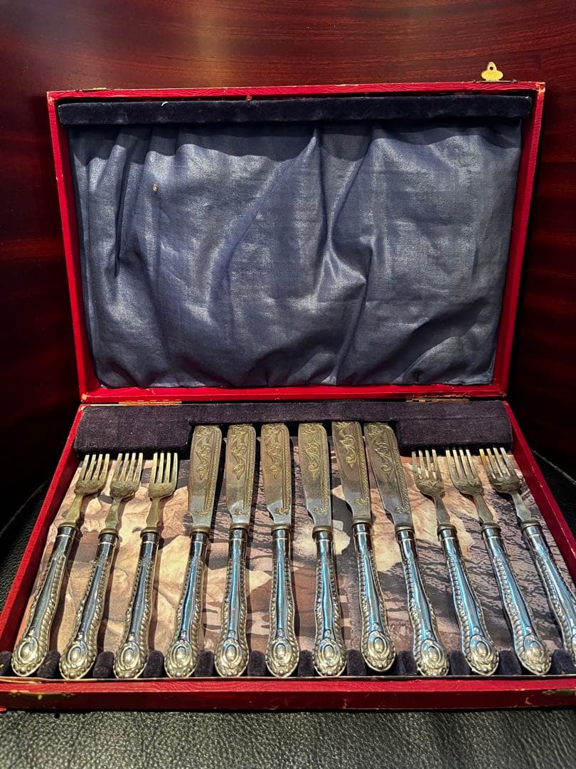 英国製　イギリス銀器　シルバープレート　フィッシュ　ナイフ　フォーク　カトラリー