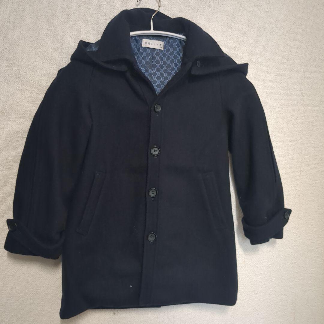 CELINE フード付きウールコート 120
