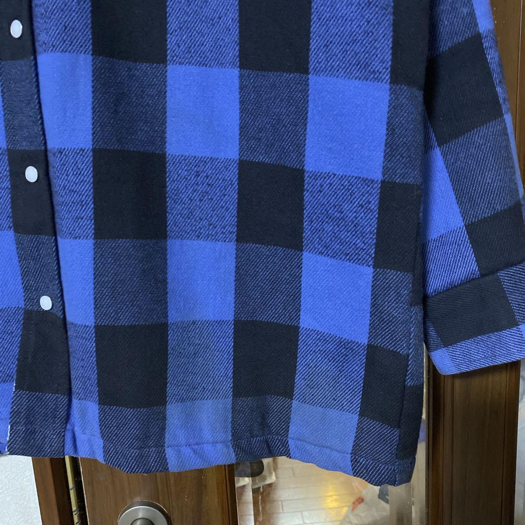 90s five brother 青黒 キルティング ネルシャツ L USA製