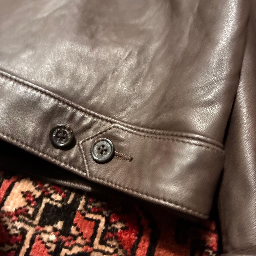 90S 名作 Ralph Lauren レザージャケット 羊革 ブラウン L