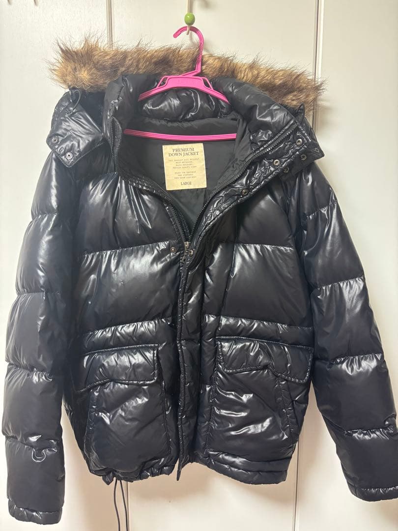 ブラック ダウンジャケット ファー付き　swag y2k ファーダウン