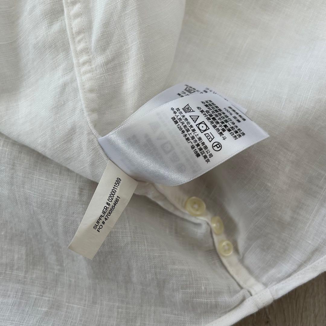 ラルフローレン 長袖 リネンシャツ 白 XS ボタンダウン ポニー刺繍