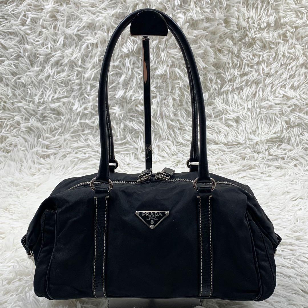 【✨極美品✨】プラダ ミニボストンバッグ 三角ロゴ ナイロン ブラック