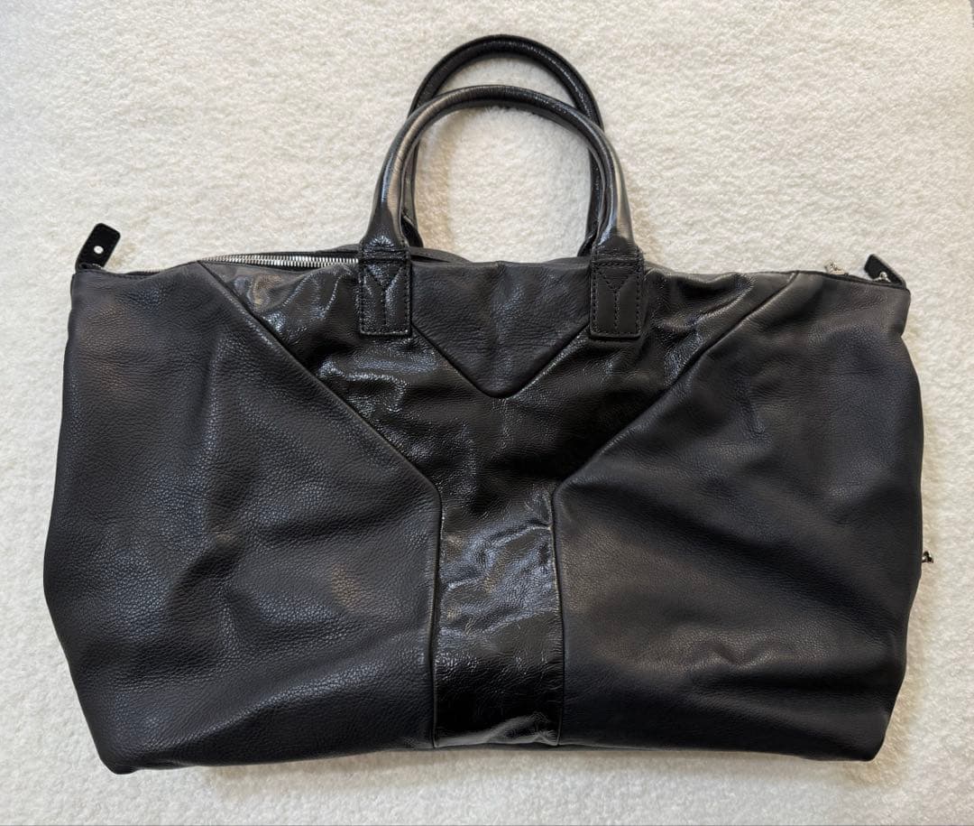 イヴサンローラン ボストンバッグ レザー× エナメル