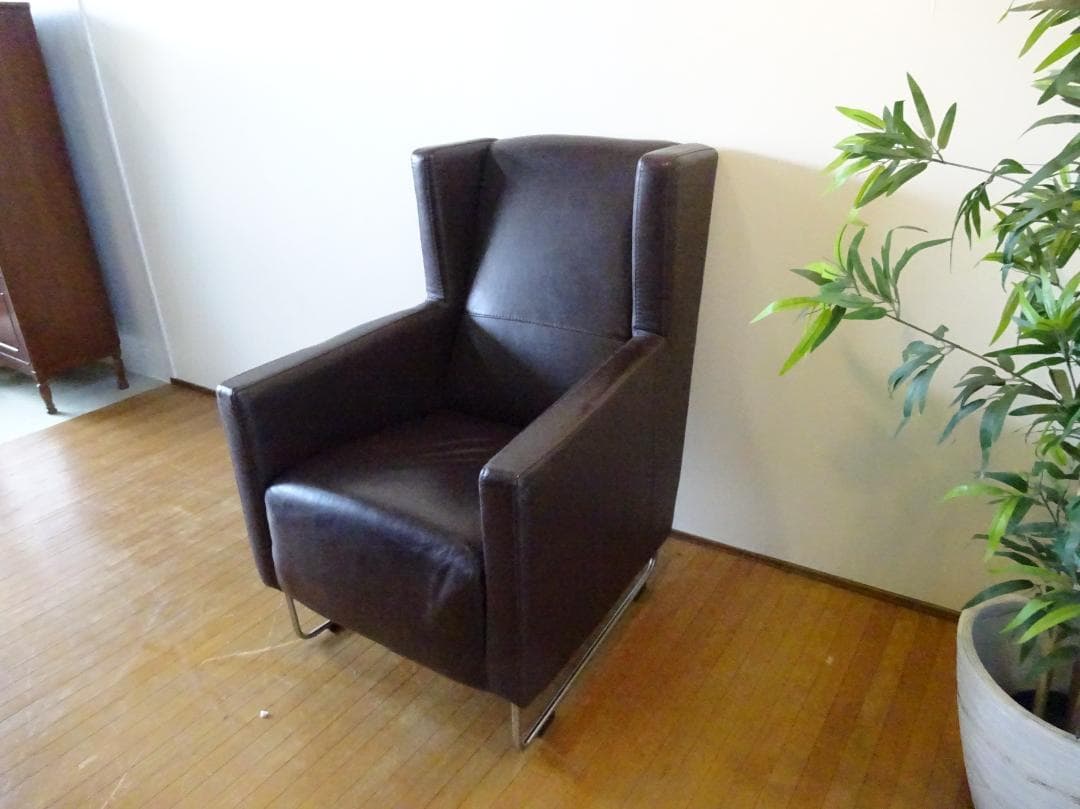 beaute　ヴィンテージ　レザーワールド　総革　ハイバック　1Pソファ