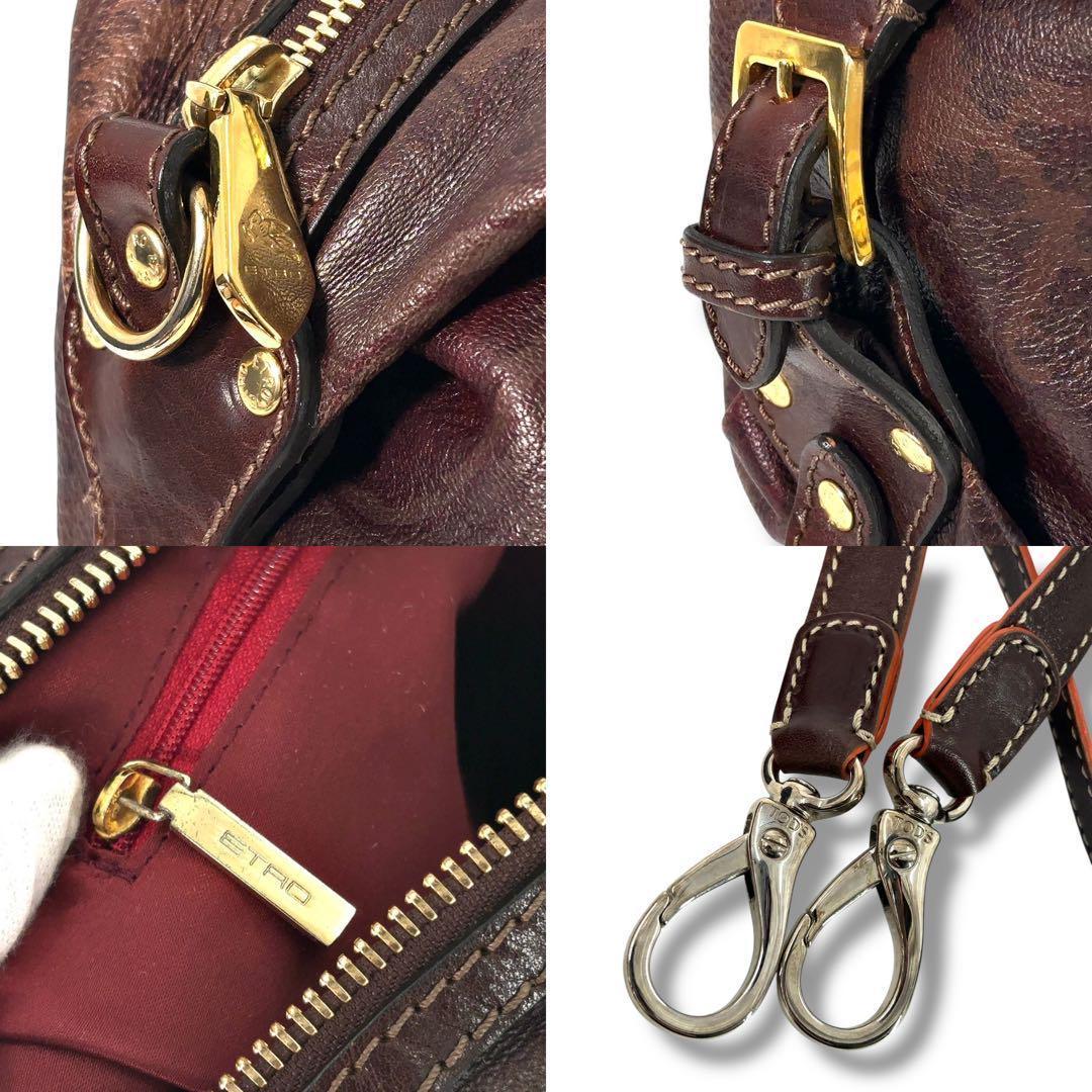 【美品】ETRO　エトロ　ボストンバッグ　2WAY ショルダー　ペイズリー　金具