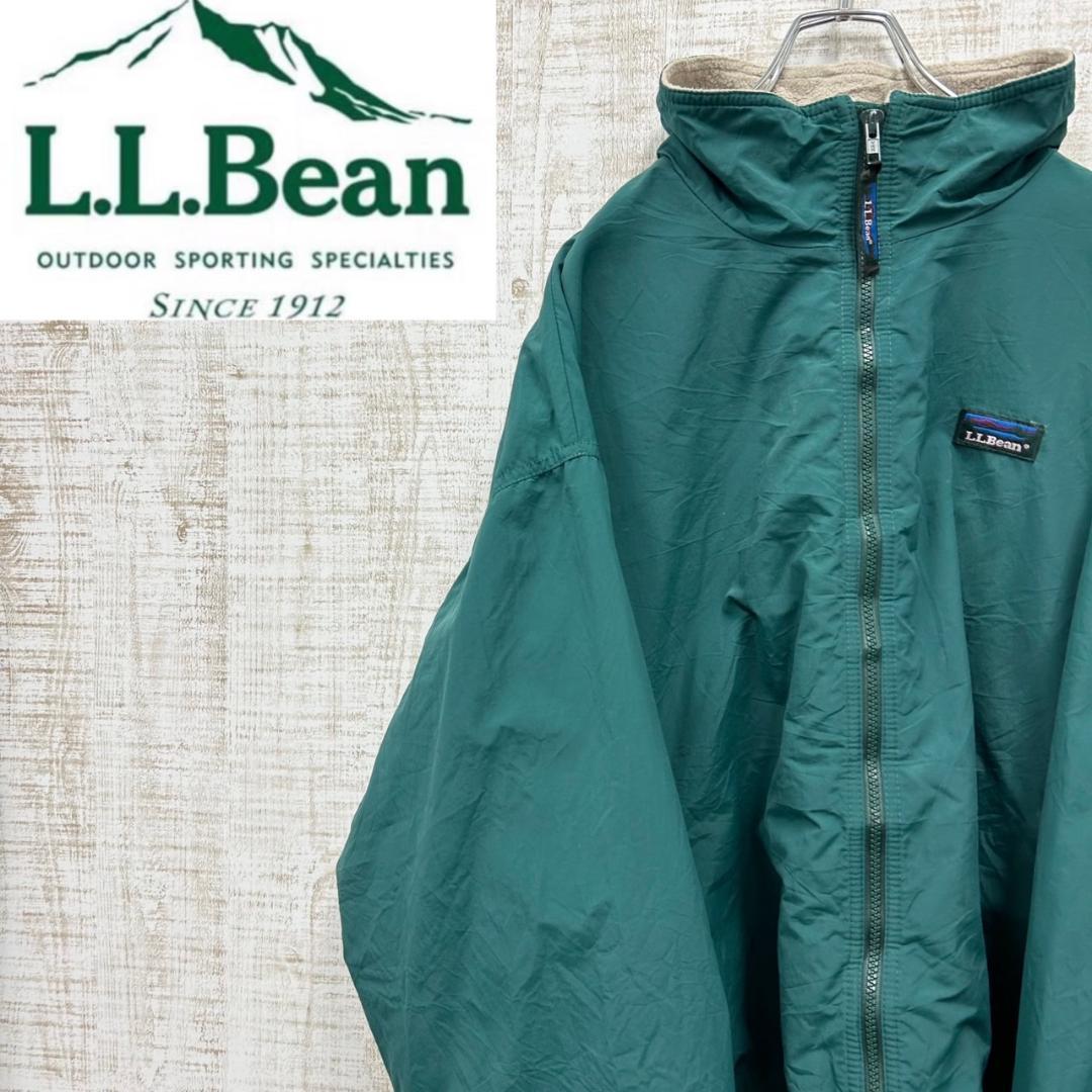 HS14《90s》エルエルビーン　ナイロンジャケット　内フリース　ワンポイント