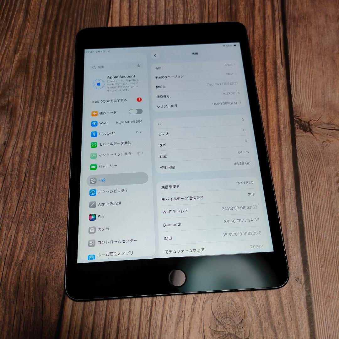 iPad mini 第5世代 64GB スペースグレー SIMフリー